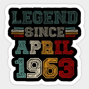 60 Years Old Legend Since April 1963 60th Birthday Sticker